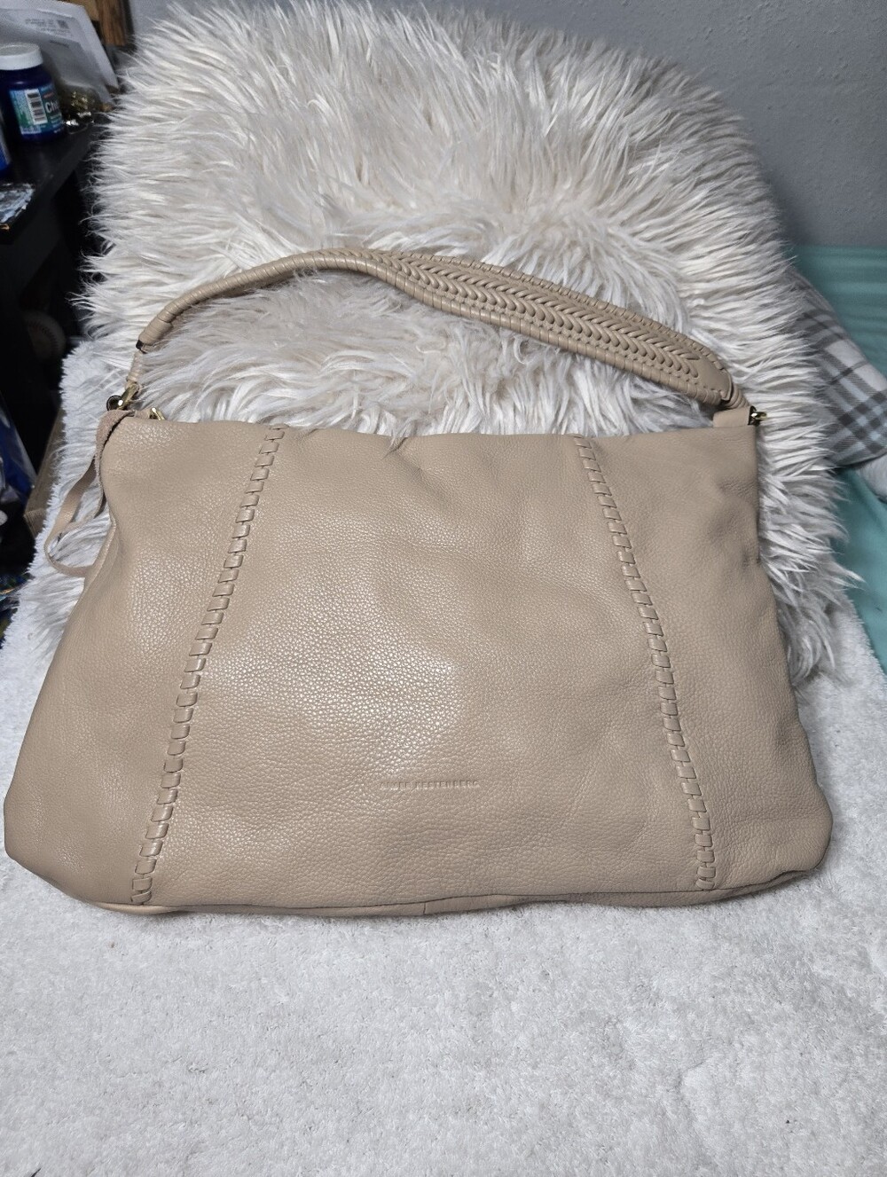 Aimee Kestenberg All For Love Hobo Bag in pebbled leather Tan Like New